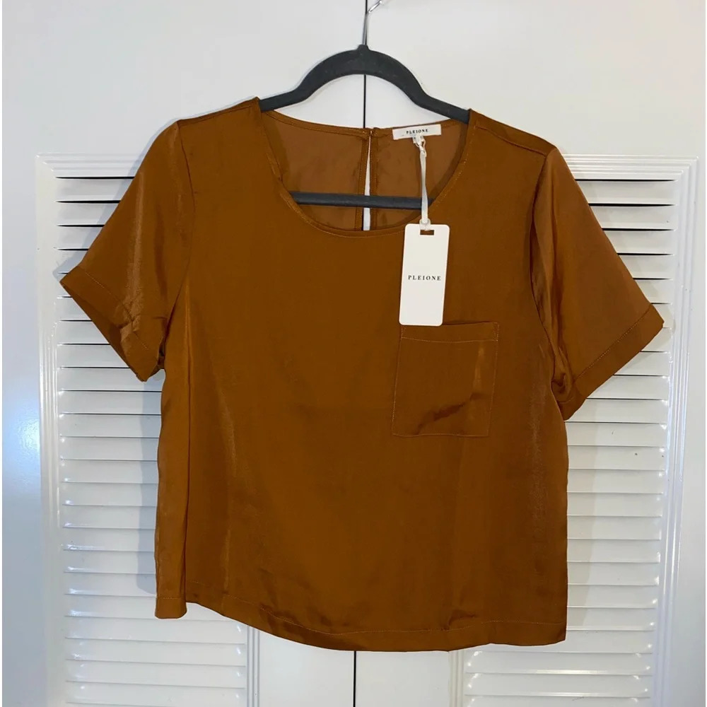 Pleione Women's Blouse in Rich Brown Size Medium